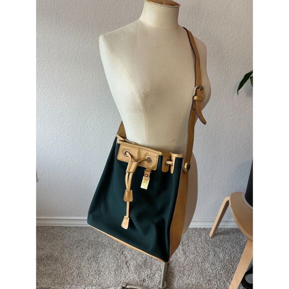 Dooney and Bourke Vintage Green Bucket Drawstring Bag - Picture 1 of 9